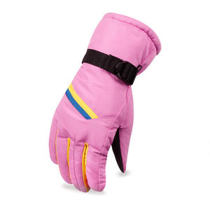 Gants de ski roses pour femmes, coupe-vent, imperméables, doublés polaire, pour l'hiver, le cyclisme en extérieur, avec doigts séparés, en polyester - Product Image 1