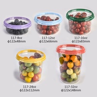 Boîte d'emballage jetable en plastique PET recyclable pour baies, raisins, framboises, avec couvercles imprimés
