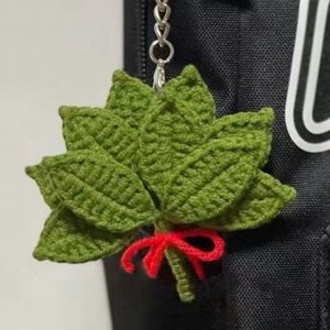 Crochet Lucky Pomelo Leaf Bag Pendant Craft <b>Kit</b> Green Yarn <b>DIY</b> Decor For Gift Or Party - Product Image 1