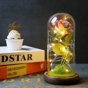 Lampada a Forma di Rosa in Cupola di Vetro, Rose di Seta Blu Artificiali con Luce LED, Regalo per Compleanno, Matrimonio, Anniversario, San Valentino - Product Image 3