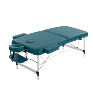 <span class=keywords><strong>Table</strong></span> <span class=keywords><strong>de</strong></span> <span class=keywords><strong>massage</strong></span> <span class=keywords><strong>pliante</strong></span> portable moderne et réglable, <span class=keywords><strong>large</strong></span>, avec 2 sections, pieds en aluminium, repose-tête et accoudoirs en cuir PU turquoise, lit <span class=keywords><strong>de</strong></span> spa - Product Image 2