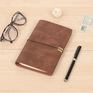 2025 Wholesale Vintage High Quality Handmade Blue Brown Leather <b>A5</b> Spiral Loose-Leaf Refillable Travel Notebook <b>Diary</b> Journal - Product Image 4