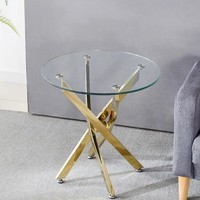 Nouvelle conception 2026 Quantité minimale de commande 30 pièces Style américain Meubles de salon Table à manger ronde en verre design moderne Table basse ronde