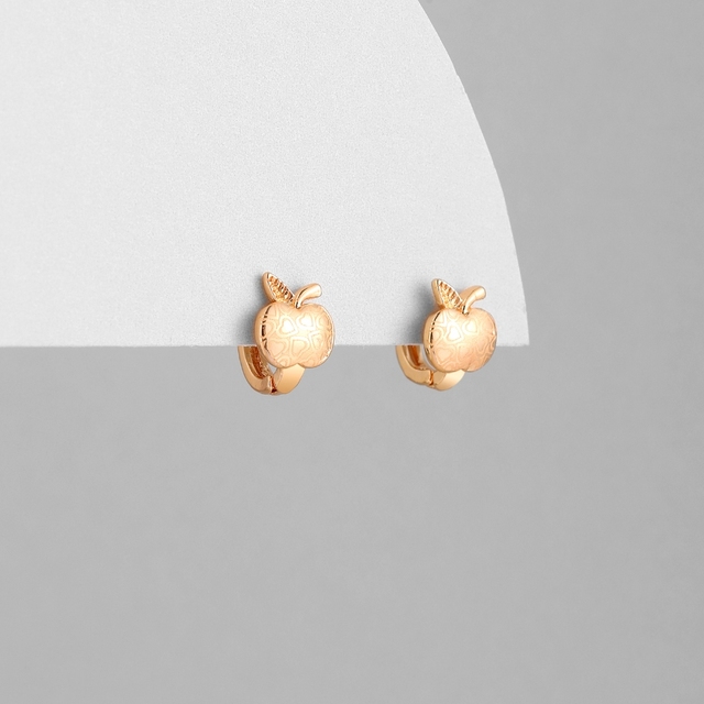 Custom 14K Gold Plated Tiny Apple Hoop Earrings Delicate Everyday Earrings Gift for Her