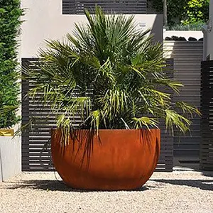 Pot de fleur extérieur en métal de grands planteurs de bol pour le jardin