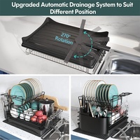 Produit de stockage Égouttoir pour évier Égouttoir à vaisselle automatique à 2 niveaux avec accessoires Bec de vidange pivotant Égouttoir à couverts