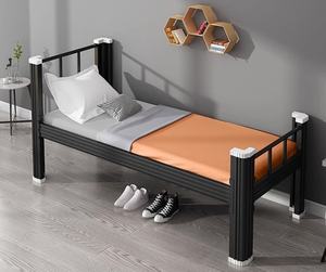 Dormitorio Escuela Estudiantes Adultos Cama Diseños Hierro Metal Blanco y Negro Cama Individual - Product Image 5