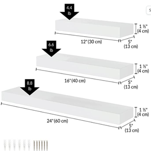 Kệ Treo Tường Nổi Hiện Đại Bộ 3 Gờ Gỗ Gắn Tường Cho Phòng Khách Kệ Gỗ Treo Tường - Product Image 3