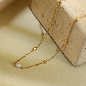 Collar de Perlas de Agua Dulce con Baño de Oro y Cuentas de Acero Inoxidable, Nuevo - Product Image 6