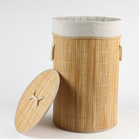 Panier à linge pliable en bambou personnalisable de Royaumann avec poignées et couvercle pour vêtements, jouets et rangement à la maison