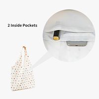 Tas Tote Kanvas Polkadot Tanpa Struktur Desain Lipat Tali Bahu Kapasitas Besar Kantong Dalam Tanpa Penutup Untuk Belanja