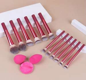 Ensemble de 15 pinceaux vegan de luxe, doux, haut de gamme, avec logo personnalisé, kit de maquillage pour le visage, les yeux, les lèvres, avec éponge, poudre, nouveauté - Product Image 6