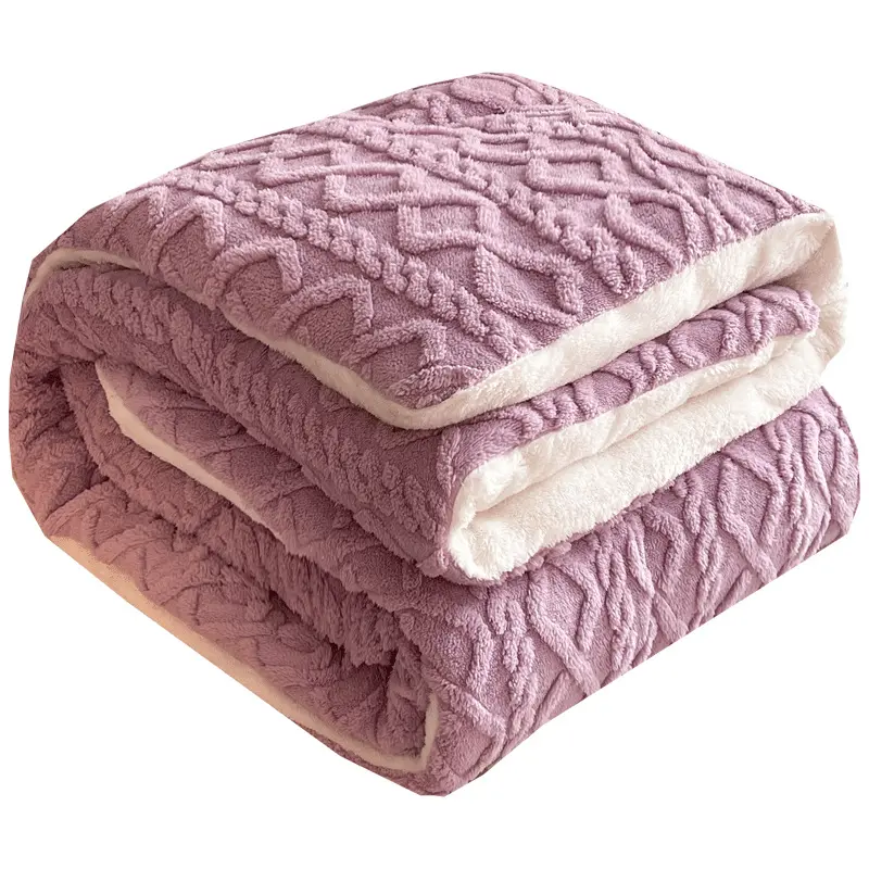 XL-NYCustom all'ingrosso caldo e confortevole pesante spessa alta qualità di velluto invernale Sherpa coperta di peso trapunta