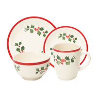 Service de vaisselle de luxe moderne en grès avec bordure rouge, compatible lave-vaisselle et micro-ondes, assiettes de fête écologiques et économiques