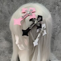 [Gorgeousxx] Модная заколка для волос в стиле Y2K Punk с экстравагантным крестом для женщин, аксессуары для субкультурной моды