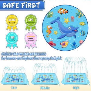 Structure aquatique gonflable d'extérieur pour tout-petits de 3 à 9 ans, plancher aquatique de 67 pouces avec arroseur et piscine à pataugeoire, cadeaux amusants pour enfants - Product Image 2