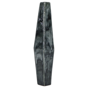 Vaso in ceramica a forma geometrica sfaccettata con smalto nero, vaso decorativo per fiori da soggiorno e camera da letto. - Product Image 2