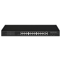 24 Port 100M PoE Switch 2 Gigabit Combo Uplink 400W 802.3bt Unmanaged untuk Kamera IP Wireless AP
