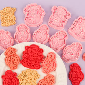 Moule à biscuits Nouvel An pour la prospérité, la longévité et le bonheur - Motif 3D dessin animé DIY pour biscuits imprimés en argile (Fu <span class=keywords><strong>Lu</strong></span> Shou Xi Fa) - Product Image 2