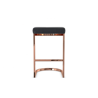 Tabouret de bar en fer de style moderne, couleur or rose, avec coussin en velours vert foncé, sans dossier, pour îlot de cuisine et bar