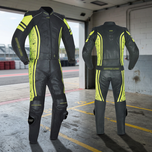 Combinaison de moto en cuir pour homme à manches longues avec logo personnalisé, impression craquelée, coupe-vent, toutes saisons, vêtements de course - Product Image 6