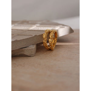 JINYOU-Bague en métal à texture tendance 1792, bijoux simples, bague ronde en acier inoxydable, <span class=keywords><strong>2025</strong></span> - Product Image 2