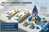 ELI TOYS Juego de Construcción de Cohetes con Bloques Magnéticos, 34 Piezas, 3.75CM, Tamaño Grande, Caja de Plástico Ligera y Portátil, STEM, Construcción Espacial