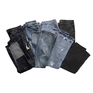 กางเกงยีนส์ผู้ชายคุณภาพสูงปี 2026 ผ้าฝ้ายลำลองสีดำเทา แต่งลายปะติดสไตล์วินเทจ ทรงขาบาน สำหรับผู้ชาย - Product Image 1