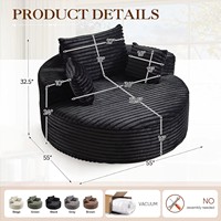 Canapé compressé ODM, fauteuil lounge écologique, grand canapé-lit rond sans armature, rembourrage en éponge, housse en velours côtelé amovible