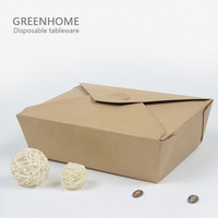 Vente chaude Jetable Papier Kraft Brun Boîtes À Lunch Forme Personnalisable Sortez Les Conteneurs Alimentaires pour La Restauration Pour L'emballage Alimentaire