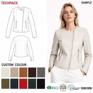 Custom OEM <strong>Burgundy</strong> Belted Biker Structural Belted Hem Epaulette Shaping Seams Asymmetric Zip <strong>Leather</strong> <strong>Jackets</strong> for Women - Product Image 4