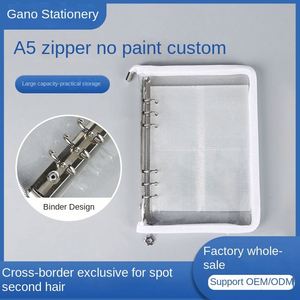 Colored Metal Clips 6 <b>Ring</b> <b>Binder</b> A6 A5 Six Holes Zipper Loose Leaf Plastic Planner Transparent Cover Folder - Product Image 2
