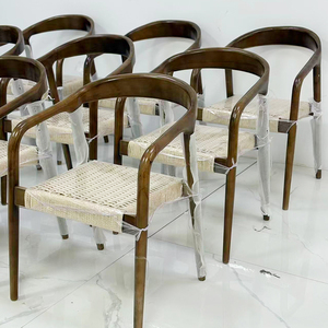 Sedie da pranzo nordiche in legno massello, poltrone retrò nordiche, sedie con schienale, sedie con intreccio in corda, sedie da <span class=keywords><strong>scrivania</strong></span>, sedie in legno massello - Product Image 5