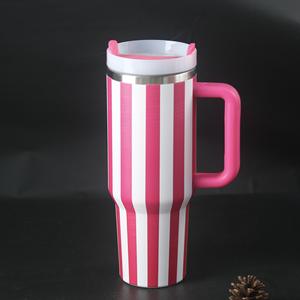 แก้วน้ำสแตนเลส 40 ออนซ์ ลายทางสีสันสดใส สำหรับคุณแม่และเด็ก แก้วน้ำเก็บความร้อนสองชั้นสุญญากาศ ป้องกันการรั่วซึม เก็บความร้อนได้นาน 6-12 ชั่วโมง พร้อมหลอดดูด แก้วน้ำสำหรับเดินทาง - Product Image 4