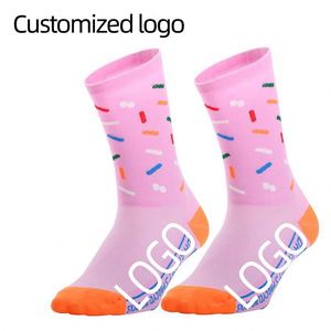 High Quality <b>Soft</b> Colorful Cycling Character Print Crew Custom logo Sport Man <b>Socks</b> - Product Image 3