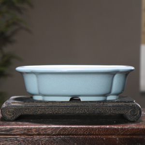 Maceta de Cerámica Inspirada en el Zen con Acabado Verde Craquelado para Plantas de Escritorio - Product Image 2