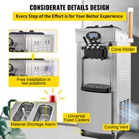Machine à Glace Italienne Commerciale VEVOR YKF-8228T, 2+1 Parfums, Verticale, 2200W, pour Bar à Glace