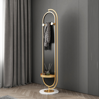 Miroir sur pied rotatif à 360 degrés avec étagères de rangement, miroir ovale de luxe avec cadre en métal pour la décoration de la pièce