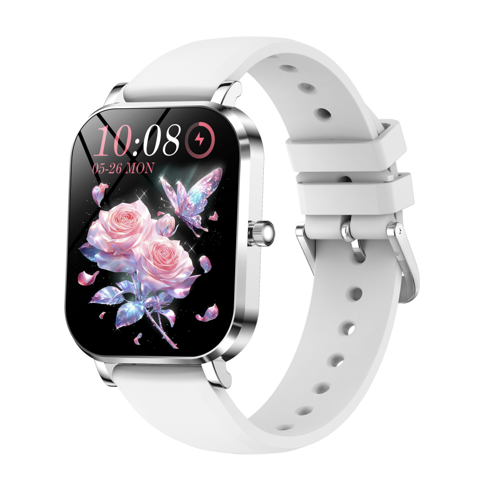 Marco plateado + correa de silicona gris