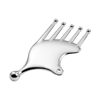 Peigne de massage du cuir chevelu en alliage de zinc à 5 griffes, outil multifonctionnel de raclage Gua Sha en métal pour méridiens, masseur à bille roulante pour points d'acupuncture