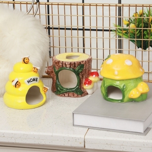 Criceto nascondiglio creativo foresta serie ceppo di api in ceramica <span class=keywords><strong>nido</strong></span> di criceto criceto <span class=keywords><strong>nido</strong></span> di ceramica - Product Image 1