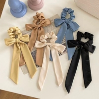 Élastique à cheveux de luxe en pure soie, très élastique, avec nœud en forme d'oreilles de lapin et ruban, pour le soin des cheveux