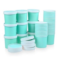 Gobelets à crème glacée en papier kraft, récipients jetables, vert menthe, 11 onces, avec couvercles, pour faire de la glace