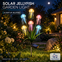 Lampes solaires de jardin en forme de méduse, 6 têtes, multicolores, thème végétal, lampes décoratives d'extérieur pour jardin, allée, patio, fleurs