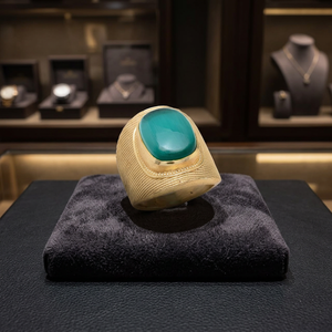 Anillo de Ónix Verde Chapado en Oro con Gemas de Jaipur, Estilo Étnico, Certificado por Terceros, para Hombre y Mujer - Product Image 2