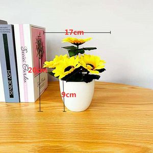 Plante artificielle de tournesol en pot, fleurs en soie, décoration intérieure en plastique, ornement, origine Chine Q-300 - Product Image 2