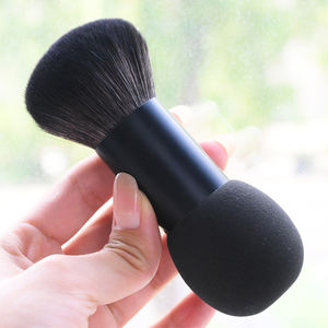 OEM/ODM Brosse à maquillage plate à double tête en poils synthétiques, pour <span class=keywords><strong>poudre</strong></span> <span class=keywords><strong>libre</strong></span>, avec tête éponge portable, double usage sec et humide, outil de beauté en métal - Product Image 2