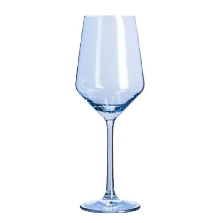 Vaisselle de mariage en céramique, verre à vin avec tige colorée 400ml, verres colorés bleus, chardonny