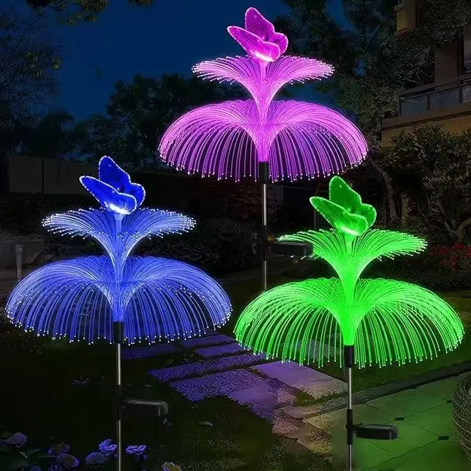 Luces LED impermeables de mariposa y medusas decorativas con energía solar para decoración de jardín al aire libre