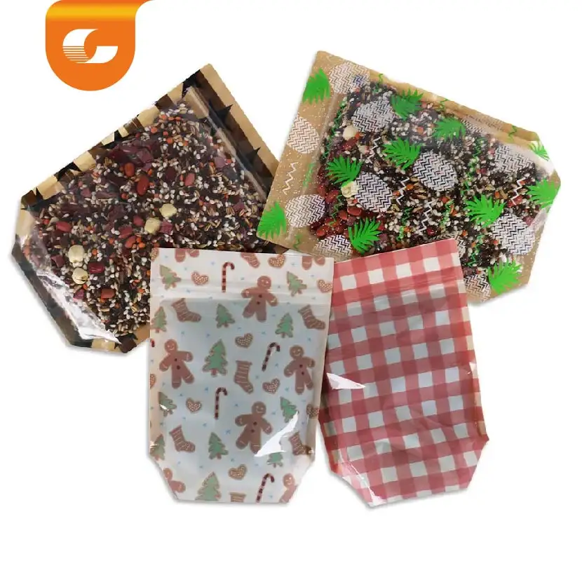 가정용 스낵 포장 가방 스탠딩 크래프트 종이 봉투 젖빛 창 열기 자체 밀봉 식품 포장 가방